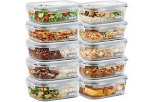 Kit 10 Potes de Vidro Herméticos 640ml com 4 Travas Ideal para Marmitas e Conservação de Alimentos, Vedação Total, Refratário para Forno e Freezer