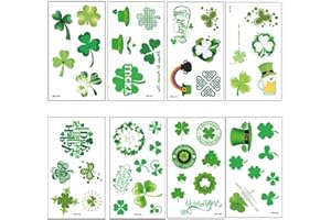 Zoestar St. Patrick's Day Tattoos Irish Tattoo Sticker Shamrock Tattoos Sticker Green Festival Rave Stickers Set Party Tattoos Decorations for Women and Girls (Style 2)