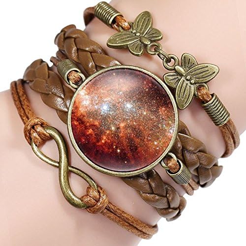 GAOWF 2 Pcs Unisex Handmade Bracelet-Leather Crystale Gemstone Jewelry Accessories,H