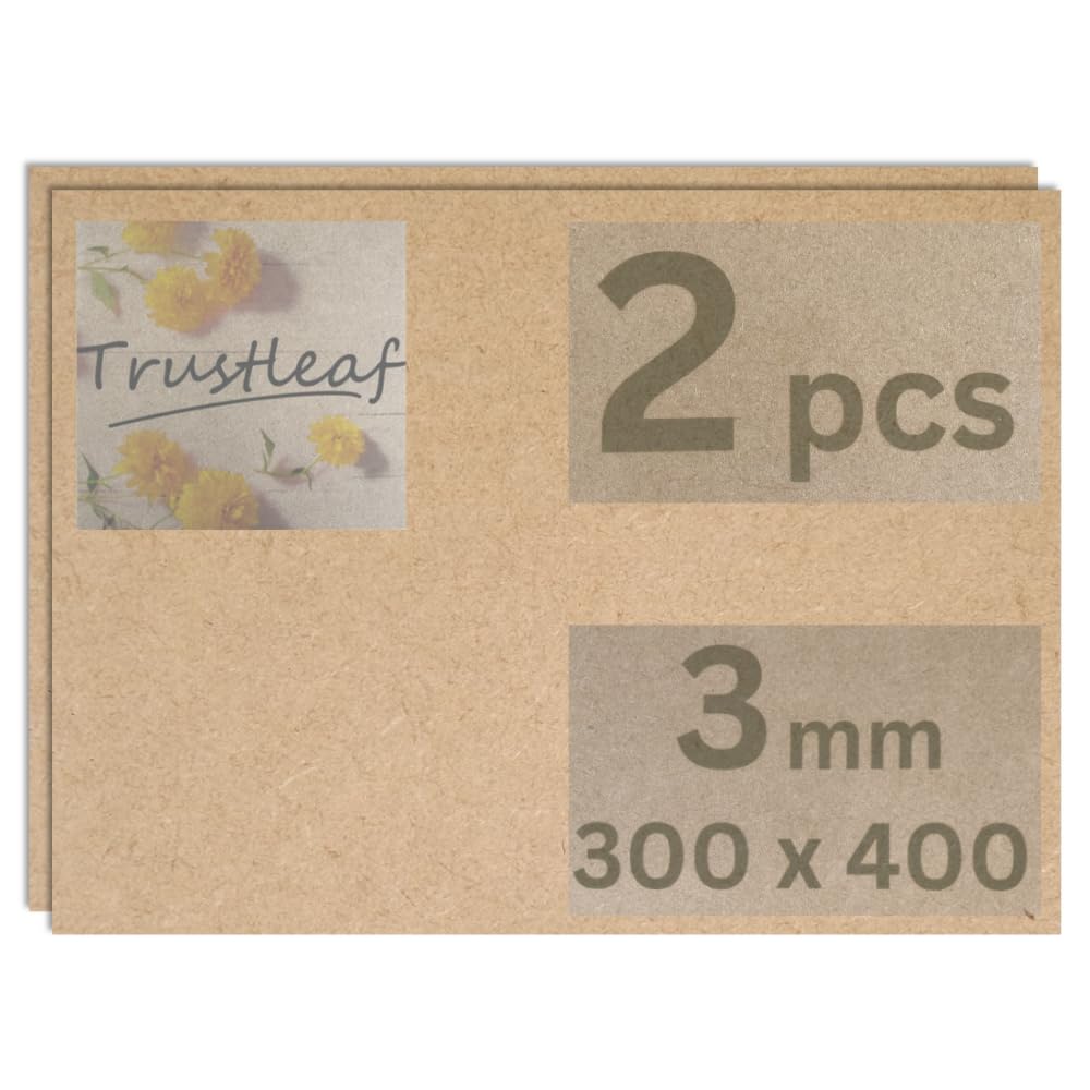 Trustleaf 3mm Sheets of MEDITE Premier MDF 300mm x 400mm, (Approx A3, 12” x 16”). Pack of 2