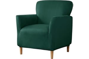 EIVMAX Green Velvet Armchair Slipcovers Single Armchair Cover Small Chair Slipcovers with Arms Stretch Sofa Chair Cover Furniture Protector for Banquet Living Room Bedroom (Green)