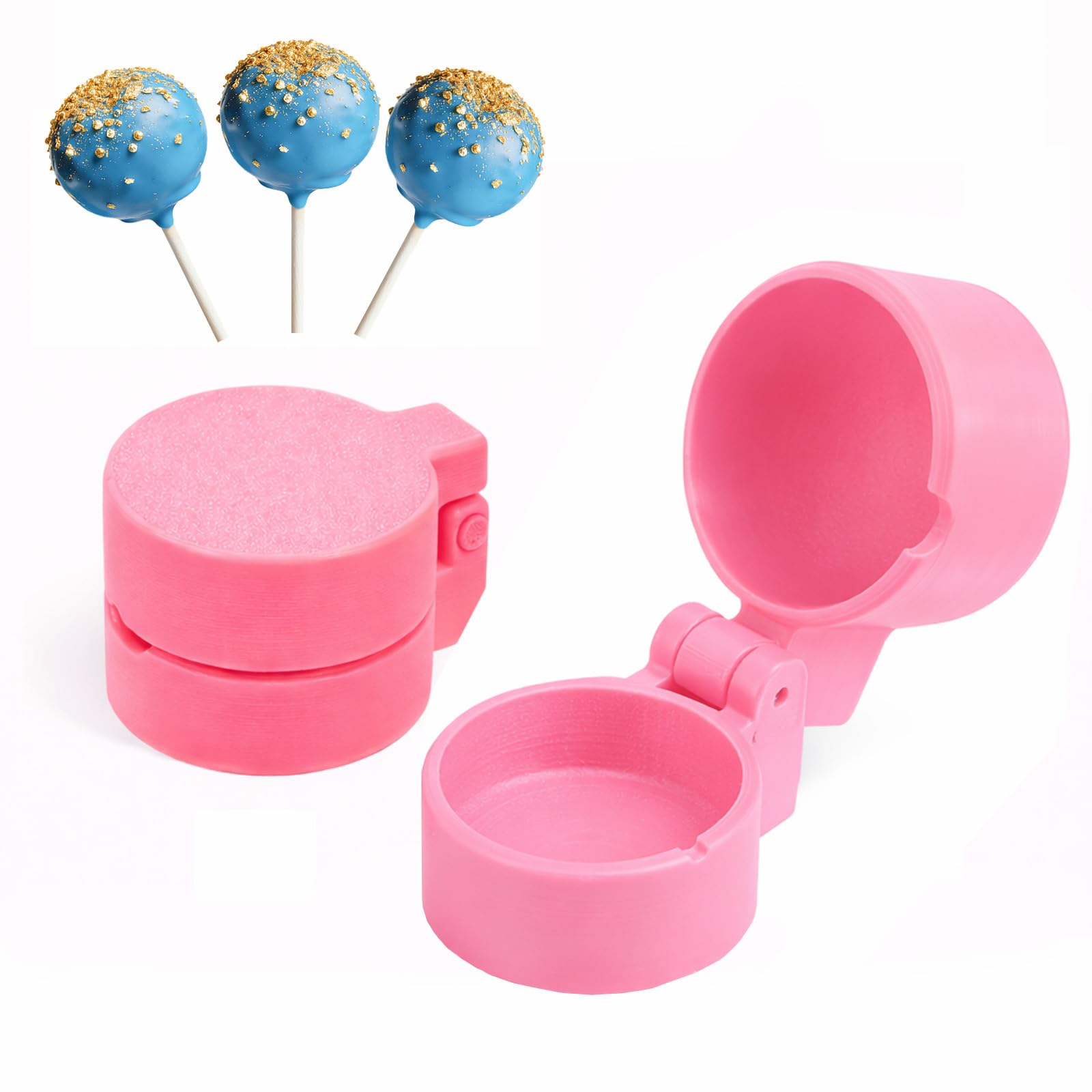 Photo 1 of 2-Pack Round Cake Pop Mold Press Set, ABS Cake Pop Maker, Circle Cake Pop Cutter and Pusher, Baking Molds Kit for Parties, Wedding,Home Desserts Making- Pink