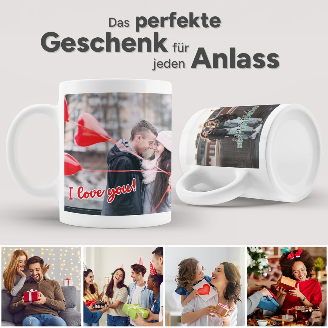 Personalisierte Tasse | personalisiert mit Foto oder Text | Tasse mit Bild | Geschenkidee | Fototasse | Bürotasse oder für Zuhause | Spülmaschinenfest | Blau mit Geschenkkarton Geschenk 5