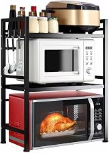 Multibao 3 Tier Expandable Microwave Rack Shelf - Black, Adjustable view 1