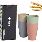 CAMBUY Wheat Straw Cup Unbreakable and Reusable Drinking Cups Eco-Friendly Healthy Tumbler Set for Milk Juice and Water Dishwasher Safe (4 Pcs 11OZ)