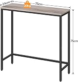 HOOBRO Slim Console Table Hallway Metal Frame Greige Black 75x24x75 cm view 4