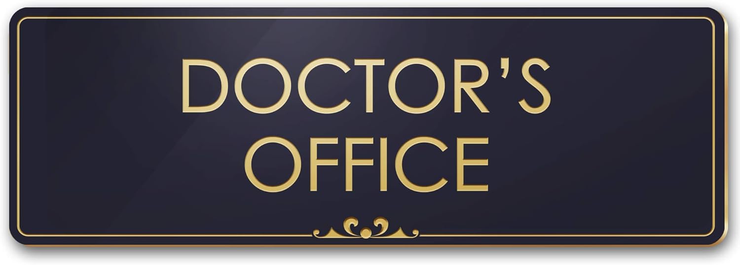Doctor's Office - Laser Engraved Sign - 3"x9" - .050 Black and Gold Plastic