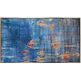 Howard Elliott Collection Caribbean Sea Abstract Framed Wall Art, Rectangular Wooden Frame with Hand Finished Canvas Artwork,