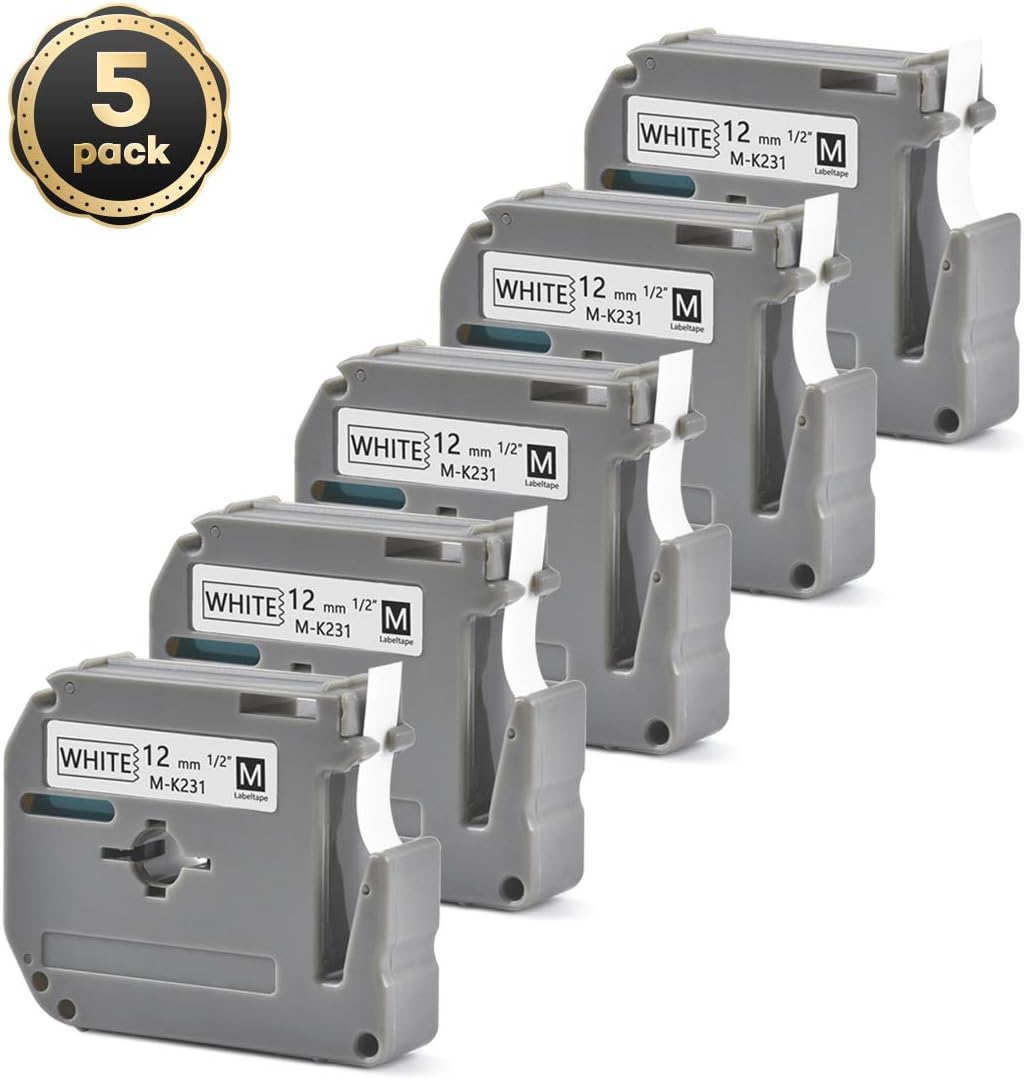 Compatible Brother M Label Tape M231 MK231 Label Maker, 1/