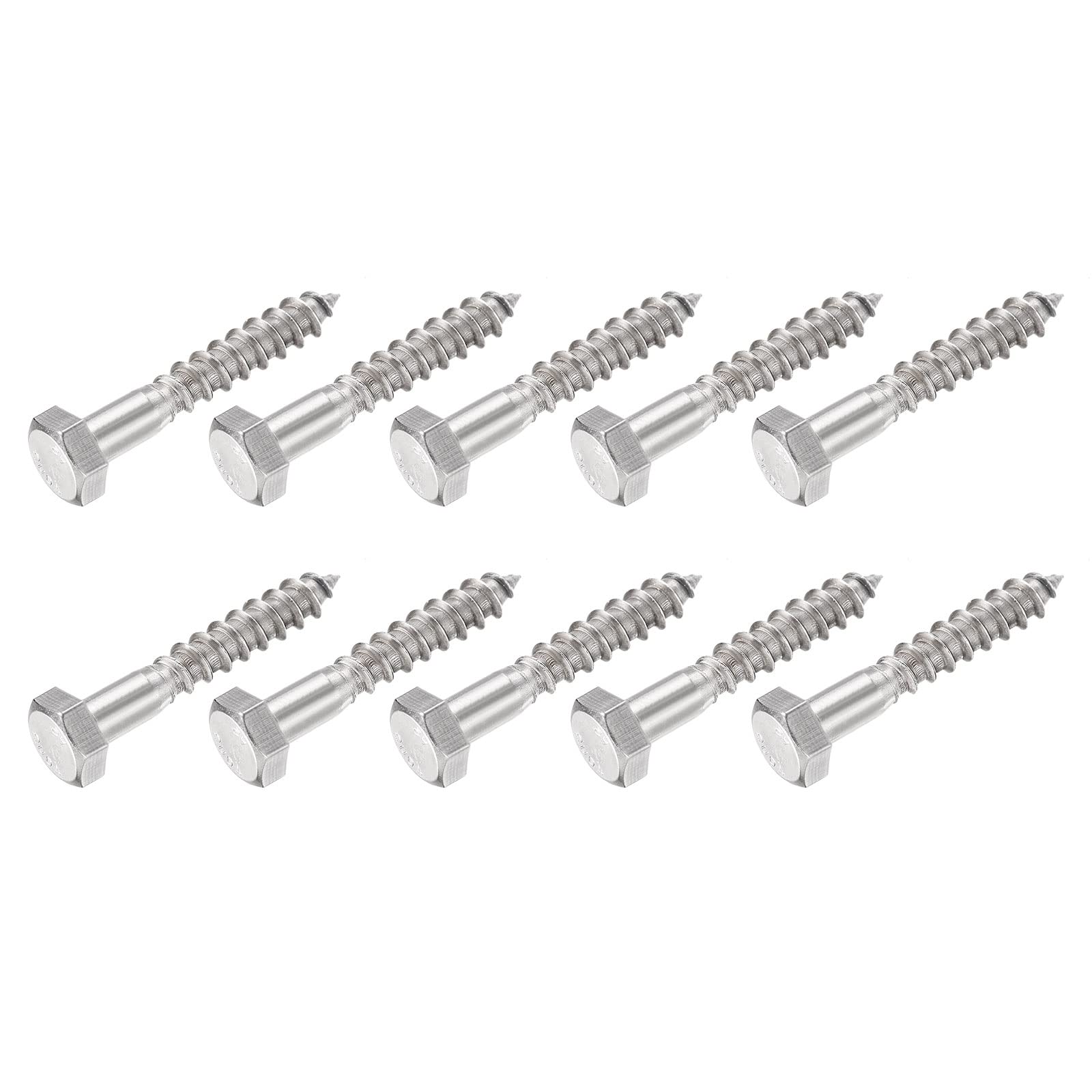 METALLIXITY Hex Lag Screws (M8x45mm)10Pcs, 304 Stainless Steel Self-Tapping Wood Bolts - for Household Applications
