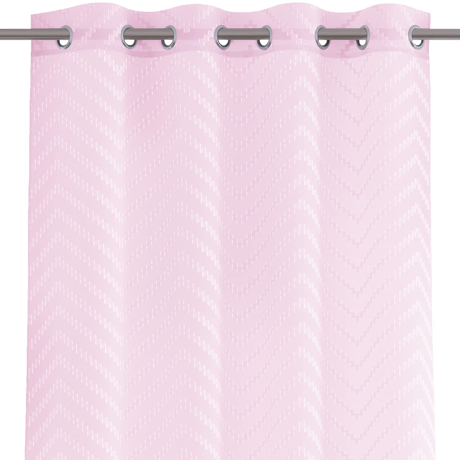 AmeliaHome Curtain 140 x 270 cm 1 Piece Semi-Transparent Eyelet Curtain Embroidery Molisa Pink