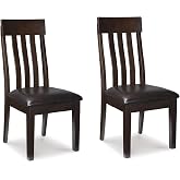 Signature Design by Ashley Haddigan Dining Chair, Set of 2, Dark Brown | Easy-to-clean faux leather upholstery, Wood frame and wood products and other construction, Supportive rake-back design