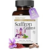 HyberVive Saffron Supplements with Ashwagandha & L-Theanine - 368.5MG - Mood Balance, Stress Relief & Mental Clarity โ Cortisol Support for Women & Men, Made in USA, 90 Vegan Capsules