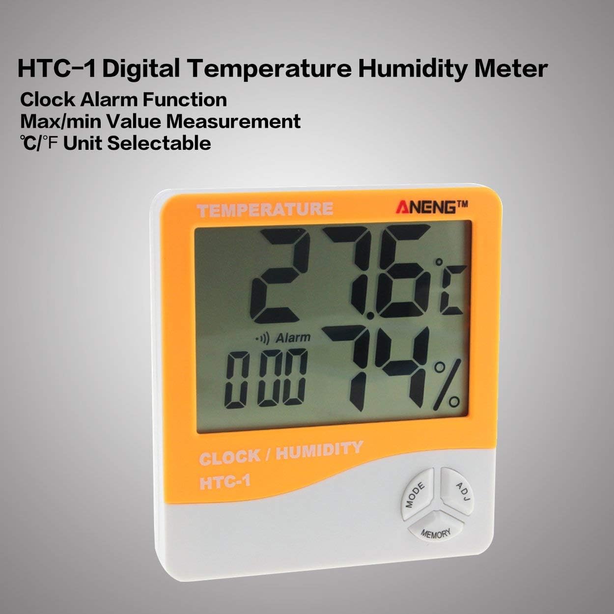 Cumtur Test Instruments and detectors,HTC-1 Indoor LCD Electronic Digital Temperature Humidity Meter Room Thermometer Hygrometer Alarm Clock Weather Station