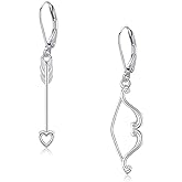 Bow & Arrow Earrings For Women 925 Sterling Silver Fancy Arrow Dangle Earring Mismatched Bow And Arrow Earrings Jewelry With Presents Box