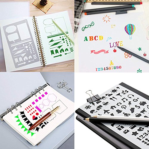 10-Colors Bullet Journaling Pens and 12-Pieces Drawing Stencils Perfect for Planner Bullet Journaling Writing Note Taking Notebook Diary Calendar and School Office Supplies (22 PCS) (22 pcs)