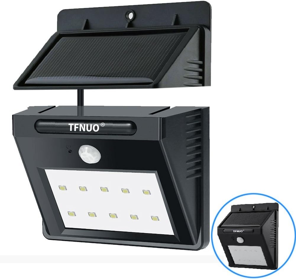 TFNUO Solar-Powered LED Wall Lights with Motion Sensor and Separable Solar Panel (1-Pack)