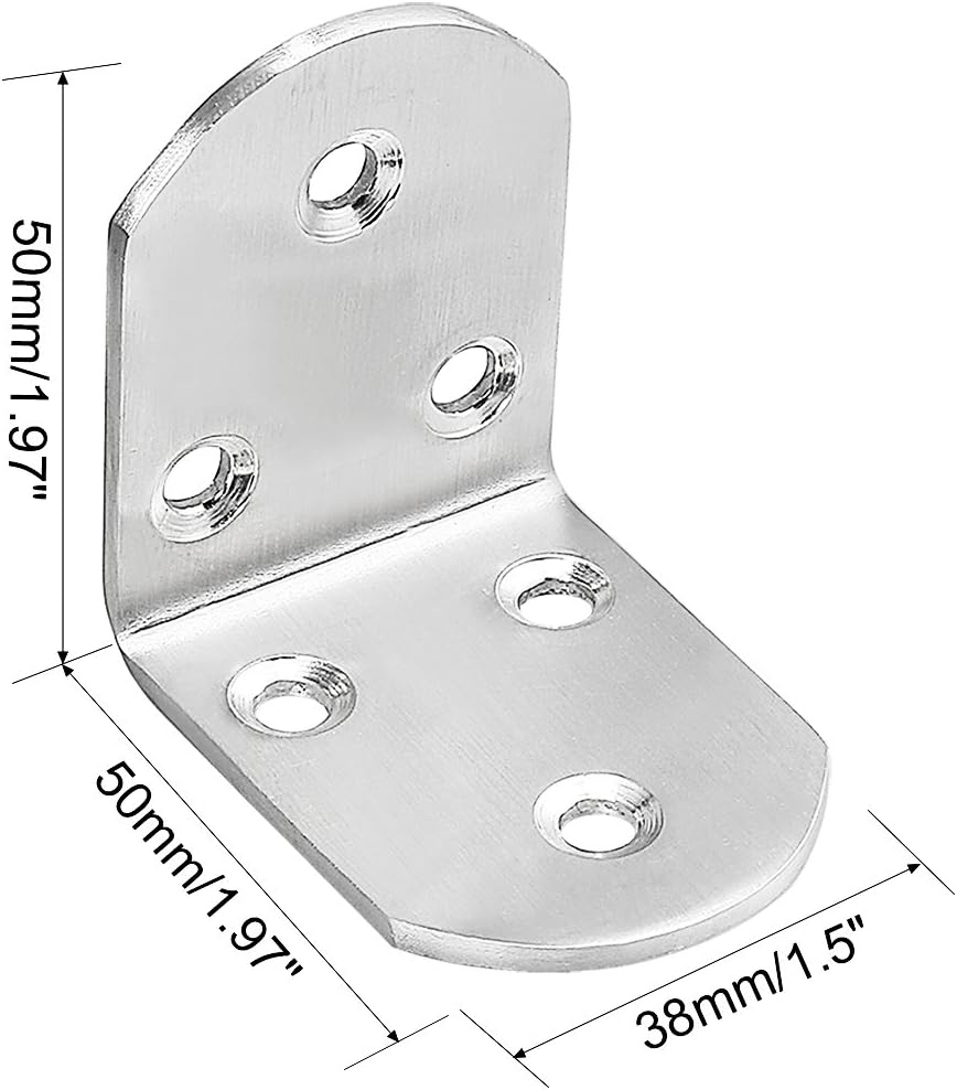 Sourcingmap Stainless Steel Shelves Corner Brace 50mmx50mmx38mm - Image 4