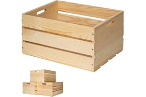 FORBRADS 1 Piece Large Pine Wood Crates For Storage, Unfinished Natural Wooden Crates, 17" x 13" x 8.9"