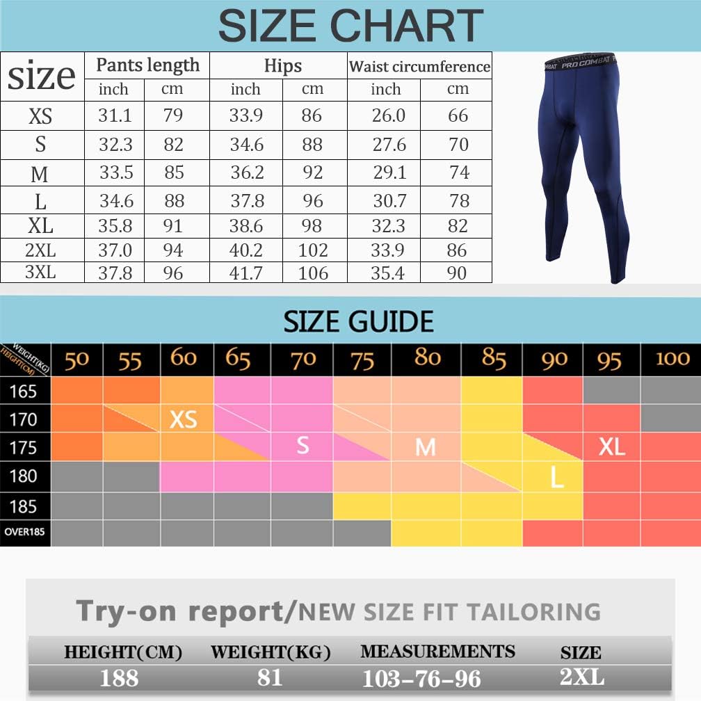 BUYJYA 3 Pack Men's Compression Pants Running Tights Workout Leggings Athletic Cool Dry Yoga Gym Clothes: Clothing