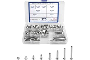 XINGYHENG 220PCS(110 Set) M5 7 Species Stainless Flat Head Rivet Hollow Binding Screws T-Shape Round Docking Rivet Assortment
