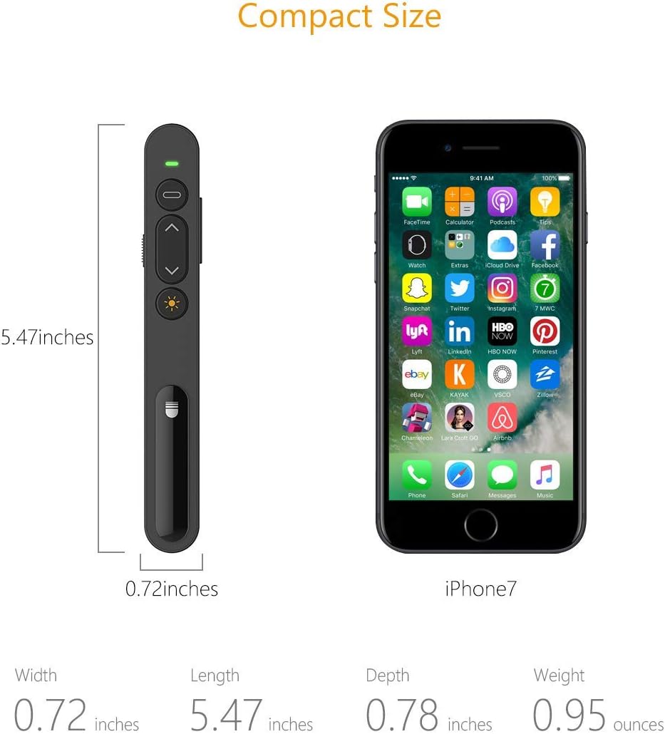 Doosl Wireless USB Presentation Clicker - Red Laser Pointer, 2.4GHz Wireless Presentation Remote for Google Slides, Keynote, PowerPoint, Prezi - Support Hyperlink and Volume Control: Home Audio & Theater