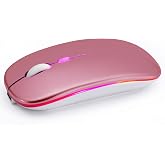 AZTZATZ Wireless Bluetooth Mouse, Rechargeable Computer Mouse, Rose Gold | Dual Mode - BT5.2 &amp; 2.4G,Long Lasting,Silent RGB LED Mice,Slim Portable Mouse for Laptop,PC,Tablet,MacBook,iPad,Apple Devices