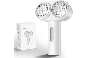 Fabric Shaver, Handzee Electric Lint Shaver, Dual Motor Sweater Shaver, Fabric Pilling Remover, Powerful 2 Gear 6-Leaf Blades, Portable Defuzzer Clothes Fuzz Remover for Sweater Furniture (White)