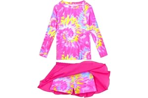 Snowheart Girls Rash Guard Swimsuit Set Long Sleeve Bathing Suit Two Piece 3-12 Years