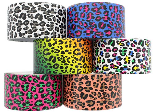 RAM-PRO Leopard Series Duct Tape Assorted Colors Pack-6, 1.88” x 5 Yard