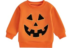 Lucikamy Toddler Baby Boy Girl Halloween Sweatshirt Long Sleeve Letter Print Shirt Pullover Sweater Top Fall Winter Clothes