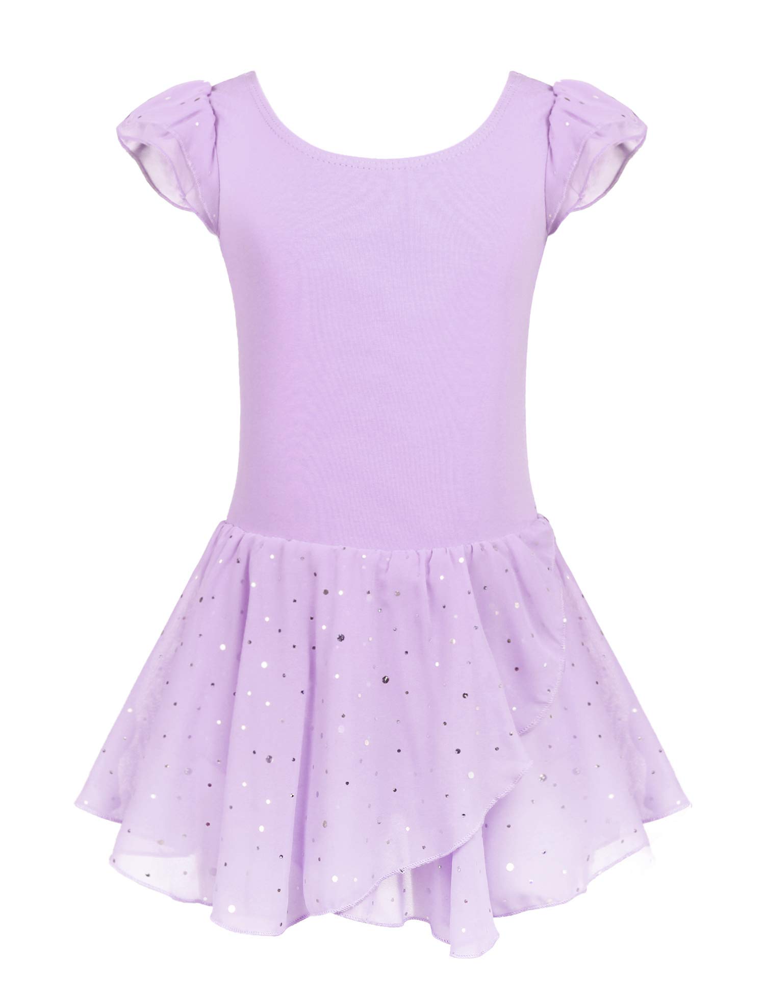 Arshiner Girls Ruffle Sleeve Ballet Dance Dress Tutu Skirted Leotard