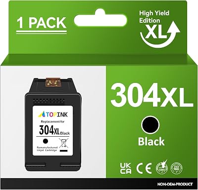 ATOPINK 304XL Black Ink Cartridge Remanufactured for HP 304 Envy 5000 DeskJet