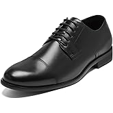 HEEZ Men's Dress Shoes, Classic Cap Toe Oxford for Men Non Slip, Comfortable Lace Up Derby Shoes for Formal Business Work Wedding Office Prom