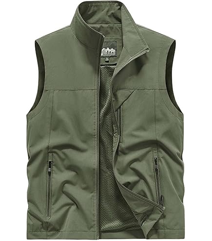 Cargo Vest Lotstock Breathable Mesh Zip Men Casual Multi-pocket