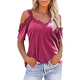 KKG Womens Sexy Cold Shoulder Tops, Casual Off Shoulder Open Shoulder Shirts