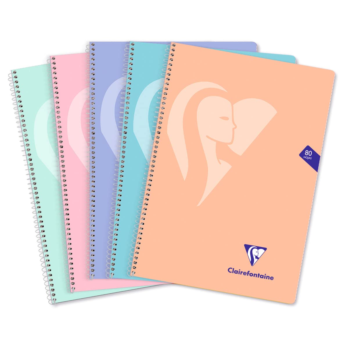 Clairefontaine 696983C Mimesys Spiral Notebook - 21,5,x31 cm - 160 Grid Pages 4x4 mm with Margin - 90 g White Paper - Soft Card Cover - Random Pastel Colour
