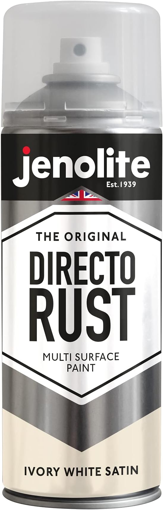 Jenolite Directorust Spray Paint Satin Ivory White 400ml Multi Surface Rustproof