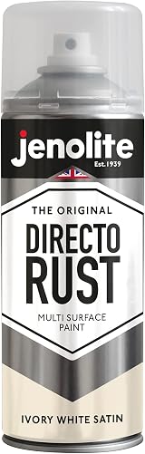 Jenolite Directorust Spray Paint Satin Ivory White 400ml Multi Surface Rustproof