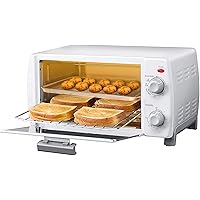 COMFEE' Toaster Oven Countertop, 4-Slice, Compact Size, Easy to Control with Timer-Bake-Broil-Toast Setting, 1000W, White (CF