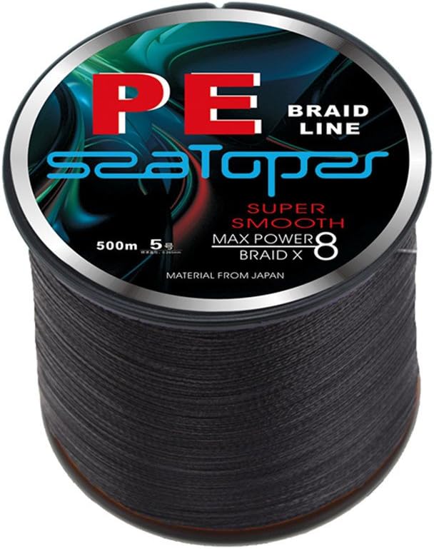 SeaToper Braided Fishing Line 500M / 547 Yards 10LB-80LB Test 8 Strands Braid Pe Fish Line Black