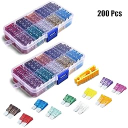 200Pcs Car Blade Fuses Assortment Set with Mini Puller - ECLEAR Standard Durable Assorted Fuses Replacement Ki