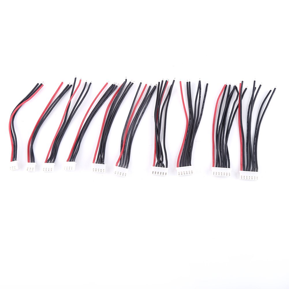 10pcs Balance Charger Cable, 22AWG 10cm 2-6S Silicone JST Plug Balance Charger Connector Cable Wire Adapter RC Battery