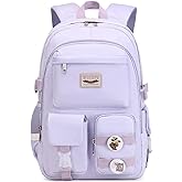 Makukke School Backpacks for Teen Girls - Laptop Backpacks 15.6 Inch College Cute Bookbag Anti Theft Women Casual Daypack,Purple Backpack
