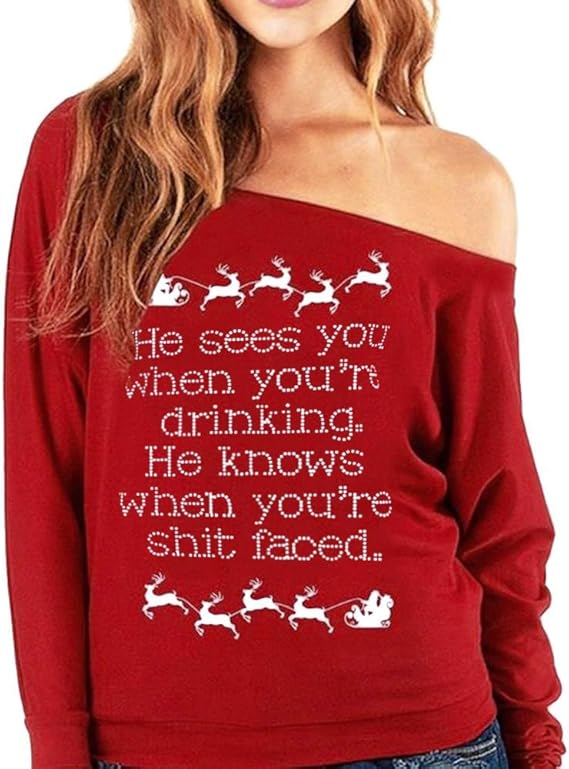 off the shoulder christmas sweatshirt
