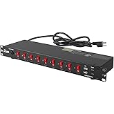 Tecmojo 9-Outlet Rack Mount PDU,1U Horizontal PDU Individual Switch 6ft Cord, with 2USB and 2 Type-C,for IT and Network Racks and Cabinets(SKU# 13110902)