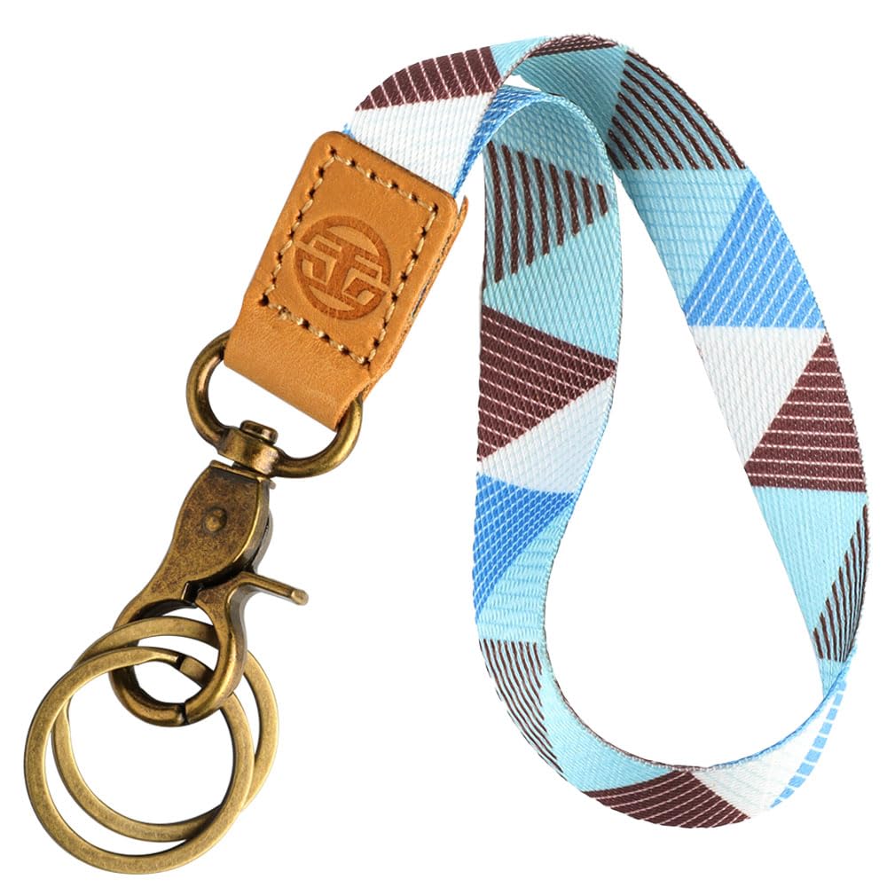glodentai Cute Wrist Lanyard for Keys, Keychain, Wallet, Id Holder, Cell Phone, Wristlet Lanyard Key Chain Holder (blue triangle)