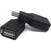 Cuziss 2 Pack USB 2.0 Type A to Mini USB 5-Pin Type B Female/Male Adapter - Black