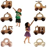 OKULLYSH 8PCS Wooden Toy Cars Set - Montessori Baby Toys for 1-3 Years, Wooden Cars for Toddlers, 1 Year Old Boy Gifts, Eco-Friendly Birthday Gifts for 1 Year Old Boy Girl