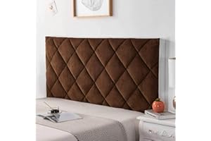 EFELIM Velvet Bed Headboard Covers for Full King Queen Size Bed, Quilted Bed Headboard Cover Soft Upholstered Headboard Dustproof Protector Cover Bedroom Decor (Brown,King:200cm/79in)